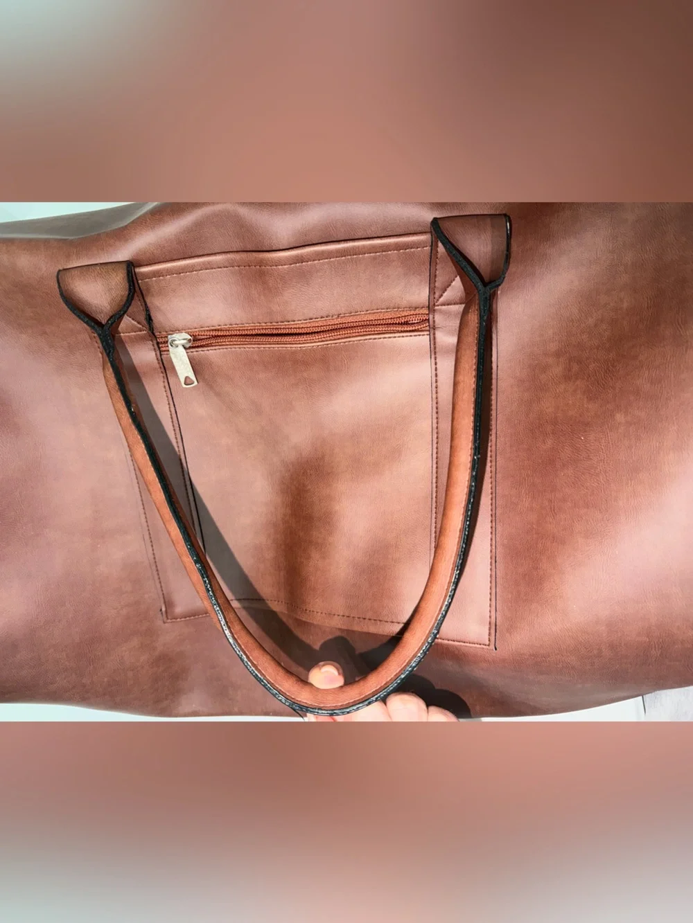 Greek Traditions Faux Leather Convertible Garment Bag Duffel Travel Weekender